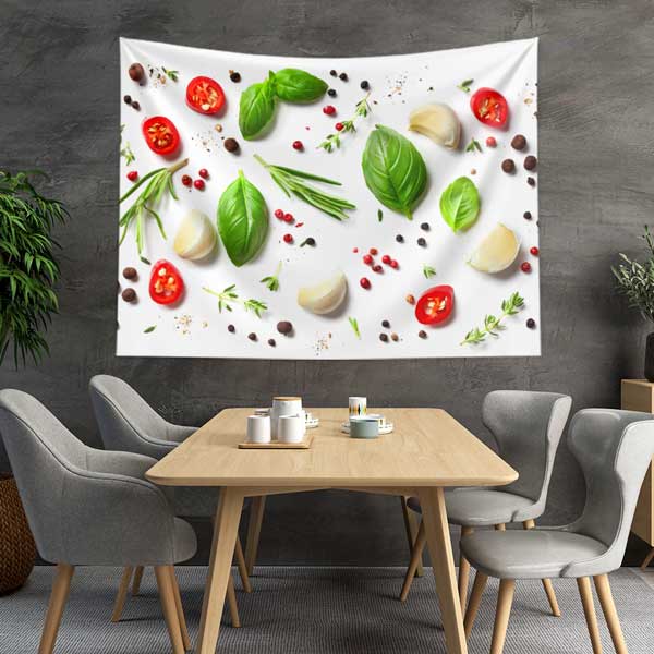 Mozzarella, Fesleğen ve Domates Desenli Duvar Örtüsü 12510