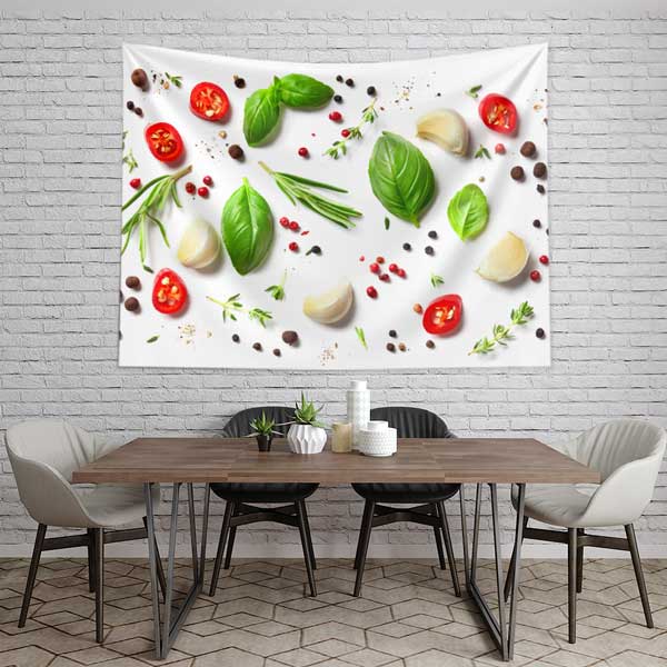 Mozzarella, Fesleğen ve Domates Desenli Duvar Örtüsü 12510