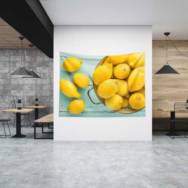 food-wall-decoration-12586-00 Limon Desenli Sağlıklı Beslenme Duvar Örtüsü Kumaş Baskı 12586
