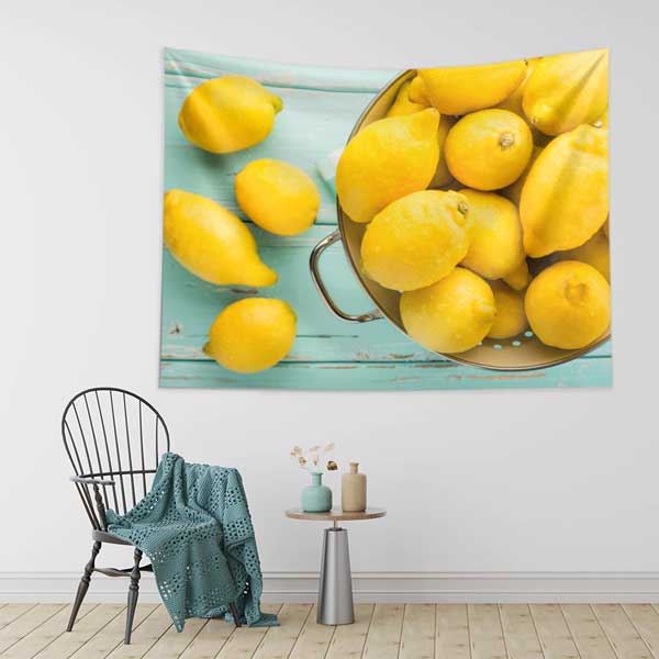Limon Desenli Sağlıklı Beslenme Duvar Örtüsü Kumaş Baskı 12586