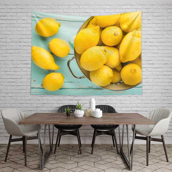Limon Desenli Sağlıklı Beslenme Duvar Örtüsü Kumaş Baskı 12586