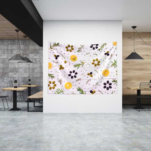 Zeytin ve Biberiye Desenli Duvar Örtüsü 12512