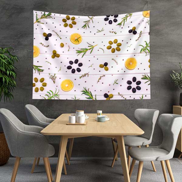 Zeytin ve Biberiye Desenli Duvar Örtüsü 12512