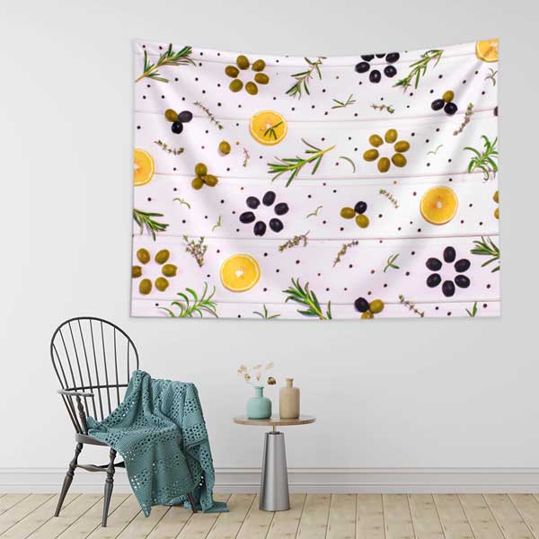 Zeytin ve Biberiye Desenli Duvar Örtüsü 12512