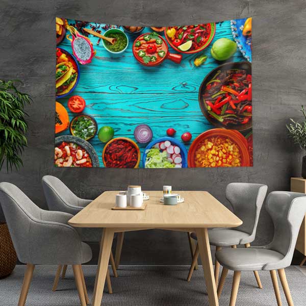 Renkli Mutfak Malzemeleri Kompozisyonu Duvar Örtüsü 12513