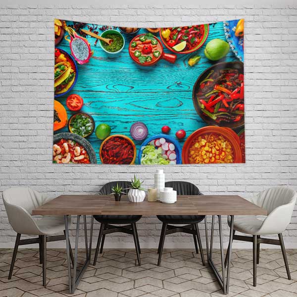 Renkli Mutfak Malzemeleri Kompozisyonu Duvar Örtüsü 12513