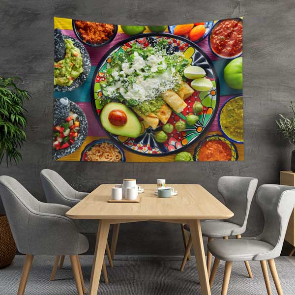 food-wall-tapestry-art-12514-01 Meksika Mutfağı Kompozisyonu Duvar Örtüsü 12514