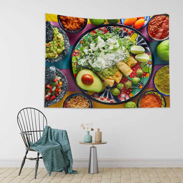 food-wall-tapestry-art-12514-02 Meksika Mutfağı Kompozisyonu Duvar Örtüsü 12514
