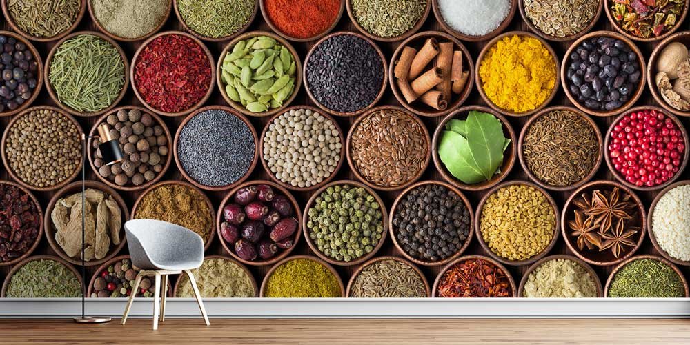 Baharat Kaseleri Desenli Duvar Kağıdı 12294