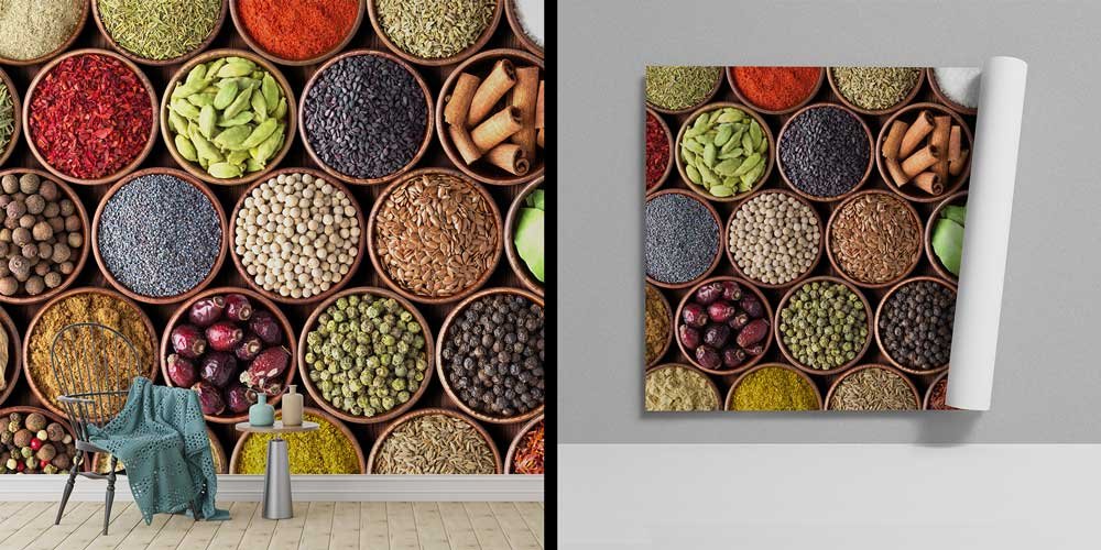 Baharat Kaseleri Desenli Duvar Kağıdı 12294