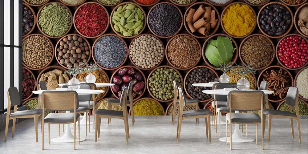 Baharat Kaseleri Desenli Duvar Kağıdı 12294