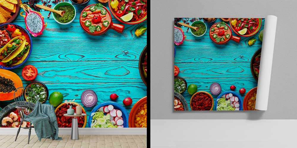 Renkli Meksika Sofrası Temalı Duvar Kağıdı 12307