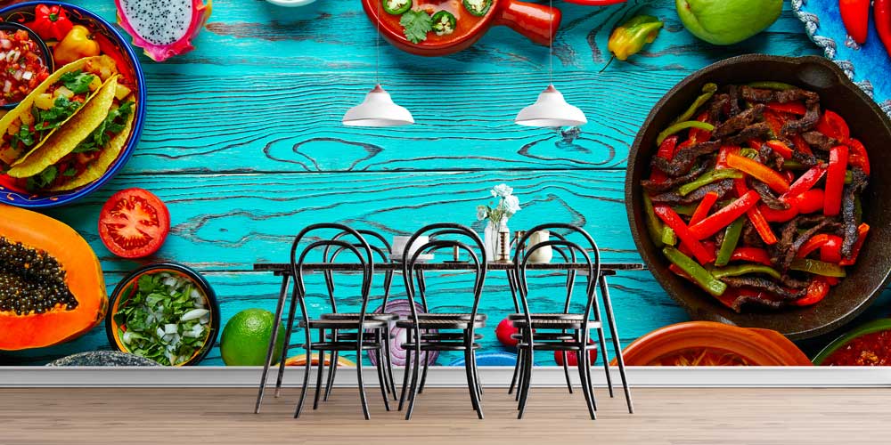 Renkli Meksika Sofrası Temalı Duvar Kağıdı 12307