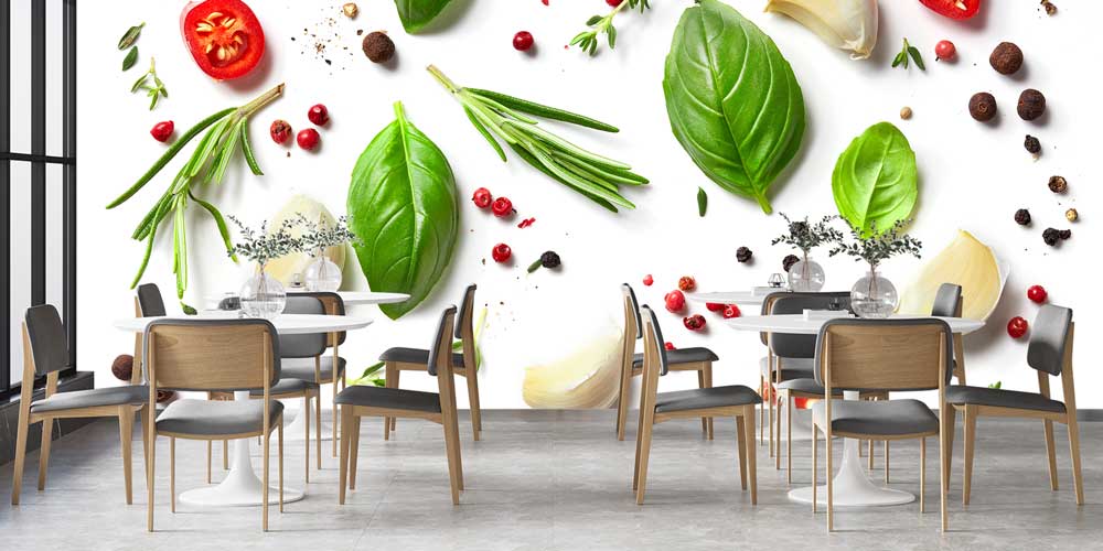 Fesleğen ve Baharat Kompozisyonlu Mutfak Duvar Kağıdı 12314