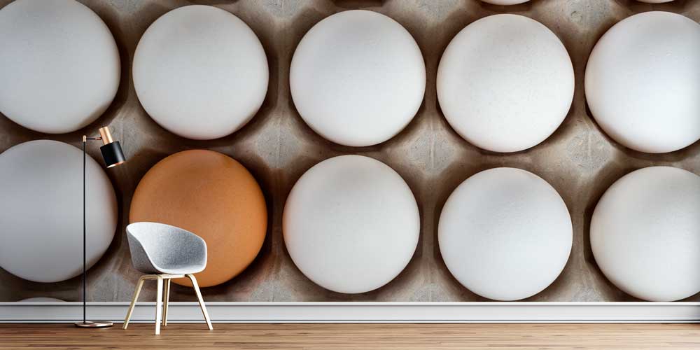 Beyaz ve Kahverengi Yumurtalar Desenli Minimalist Duvar Kağıdı 12325