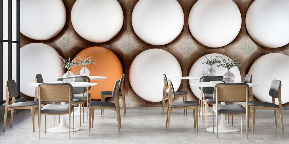 Beyaz ve Kahverengi Yumurtalar Desenli Minimalist Duvar Kağıdı 12325