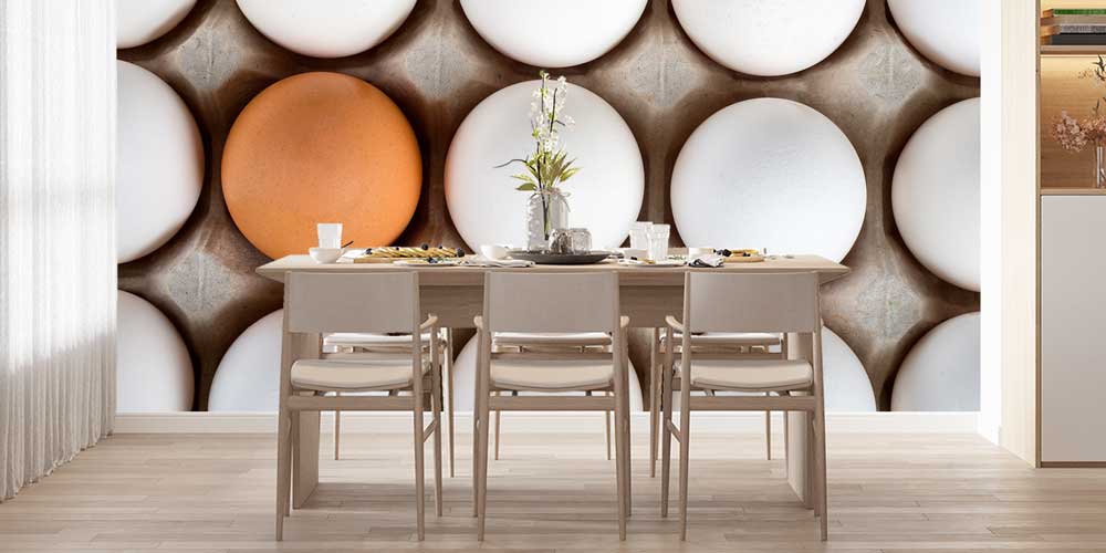 Beyaz ve Kahverengi Yumurtalar Desenli Minimalist Duvar Kağıdı 12325