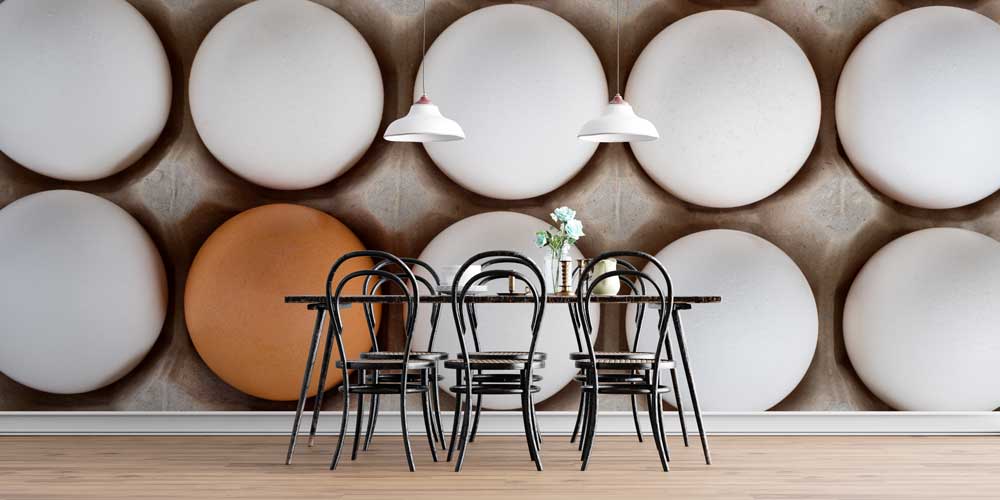 Beyaz ve Kahverengi Yumurtalar Desenli Minimalist Duvar Kağıdı 12325