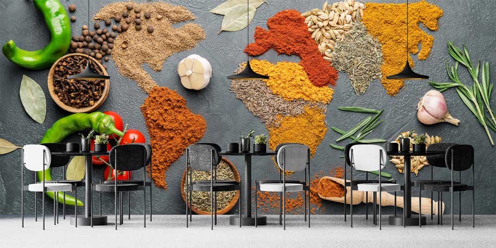 Baharatlarla Dünya Haritası Duvar Kağıdı 12287