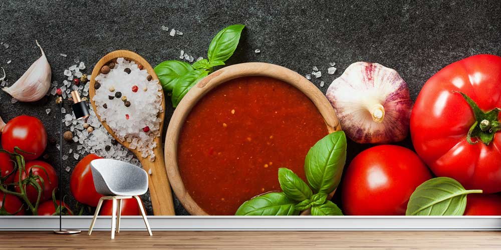 Domates ve Sos Temalı Mutfak Duvar Kağıdı 12296