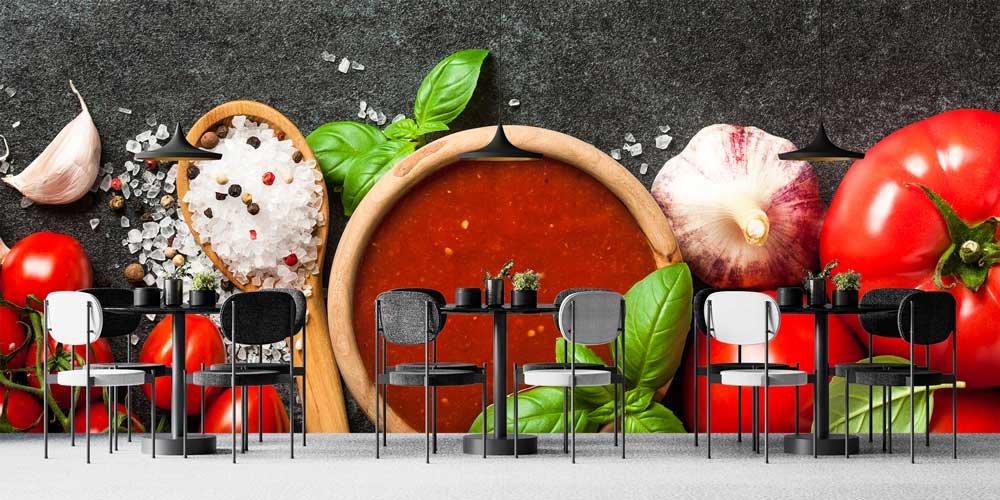 Domates ve Sos Temalı Mutfak Duvar Kağıdı 12296