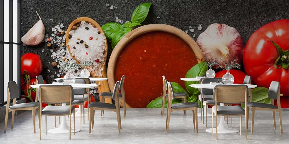 Domates ve Sos Temalı Mutfak Duvar Kağıdı 12296