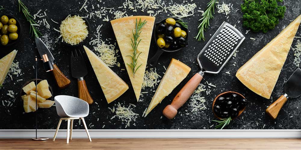 Peynir ve Zeytin Kompozisyonlu Mutfak Duvar Kağıdı 12304