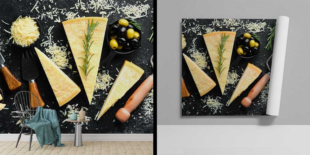 Peynir ve Zeytin Kompozisyonlu Mutfak Duvar Kağıdı 12304