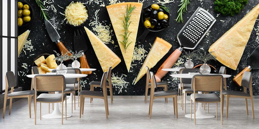 Peynir ve Zeytin Kompozisyonlu Mutfak Duvar Kağıdı 12304