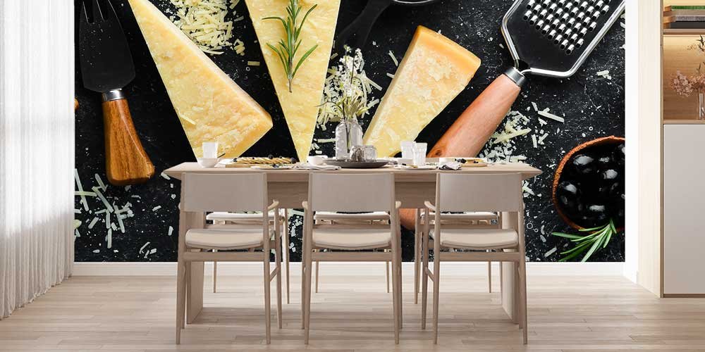 Peynir ve Zeytin Kompozisyonlu Mutfak Duvar Kağıdı 12304
