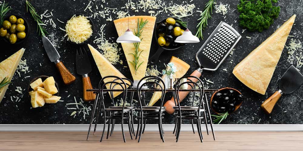 Peynir ve Zeytin Kompozisyonlu Mutfak Duvar Kağıdı 12304