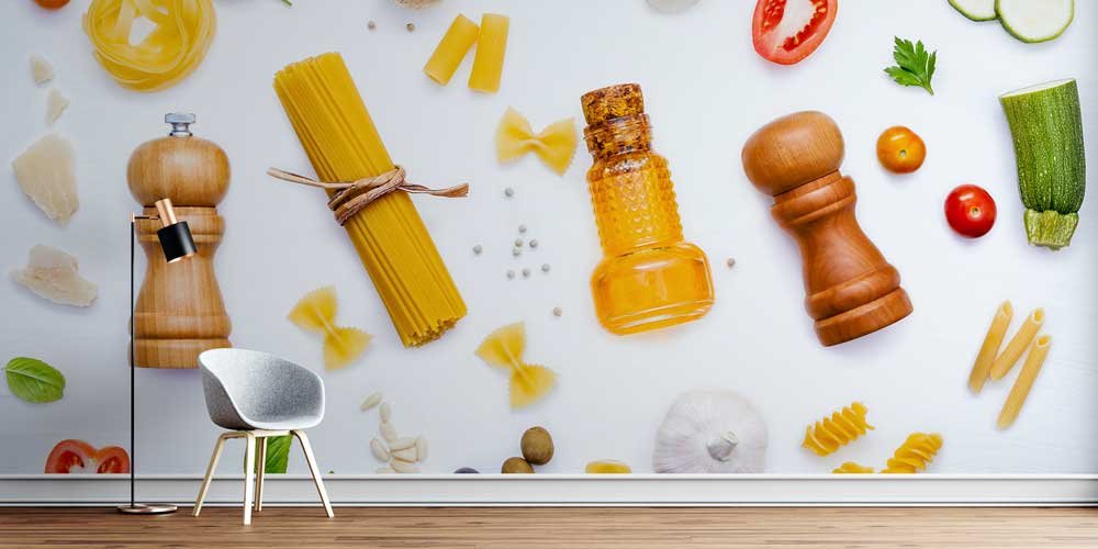 Makarna ve Baharat Konseptli Mutfak Duvar Kağıdı 12312