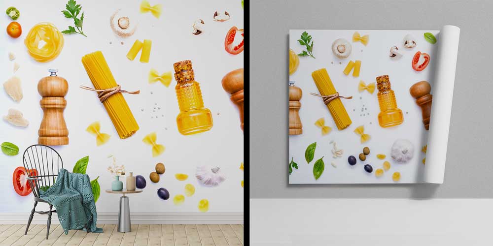 Makarna ve Baharat Konseptli Mutfak Duvar Kağıdı 12312