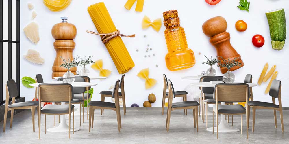 Makarna ve Baharat Konseptli Mutfak Duvar Kağıdı 12312