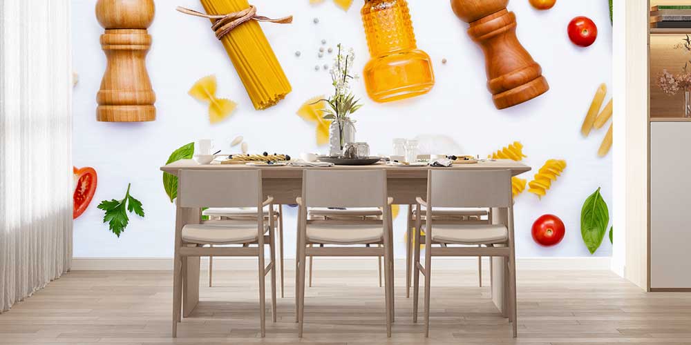 Makarna ve Baharat Konseptli Mutfak Duvar Kağıdı 12312