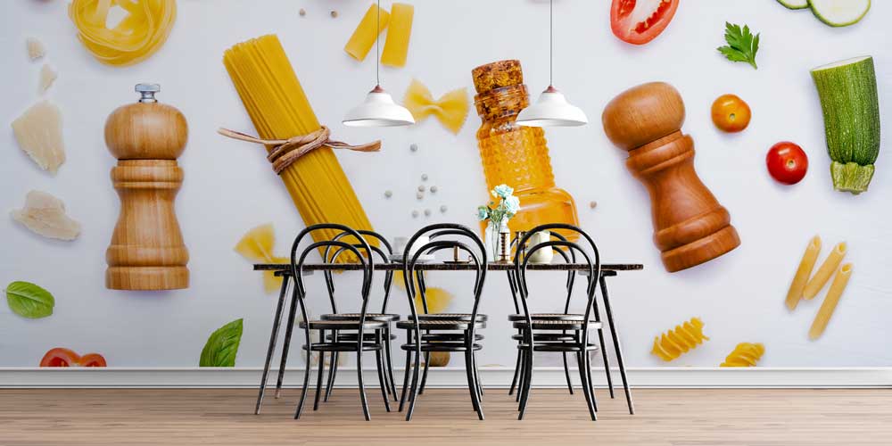 Makarna ve Baharat Konseptli Mutfak Duvar Kağıdı 12312