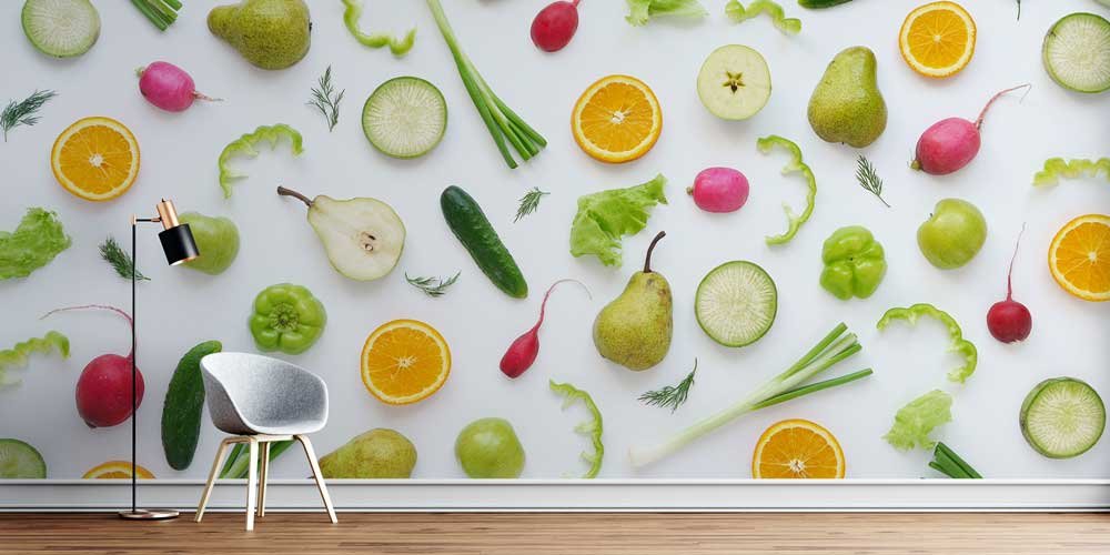 Sebze ve Meyve Kompozisyonlu Sağlıklı Yaşam Duvar Kağıdı 12313