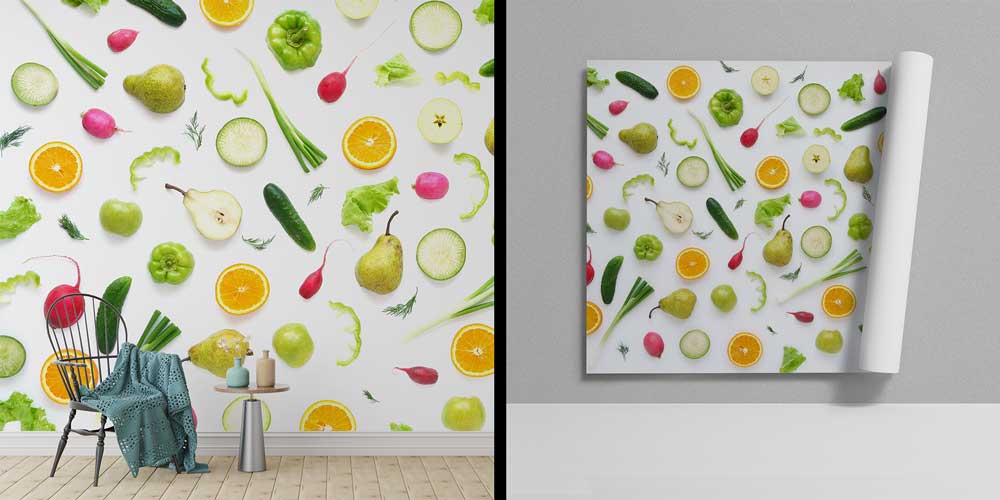 Sebze ve Meyve Kompozisyonlu Sağlıklı Yaşam Duvar Kağıdı 12313
