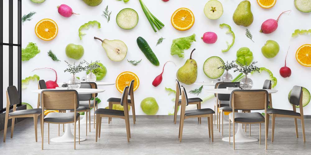 Sebze ve Meyve Kompozisyonlu Sağlıklı Yaşam Duvar Kağıdı 12313