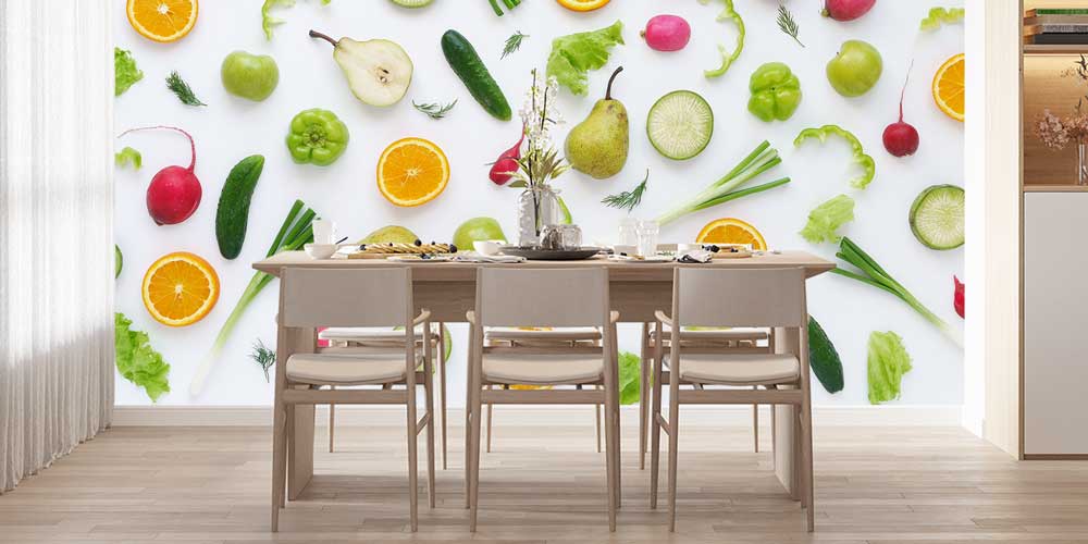 Sebze ve Meyve Kompozisyonlu Sağlıklı Yaşam Duvar Kağıdı 12313
