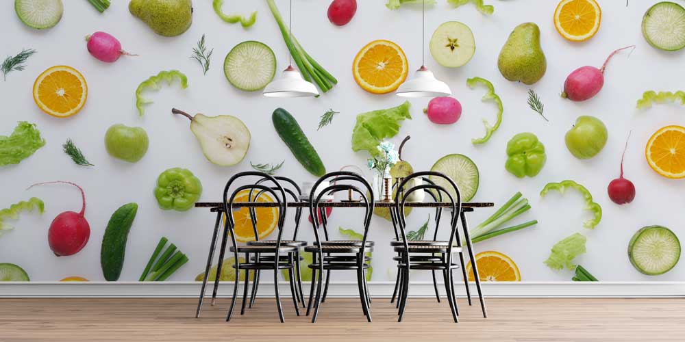 Sebze ve Meyve Kompozisyonlu Sağlıklı Yaşam Duvar Kağıdı 12313