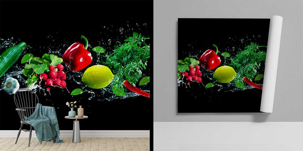 food-wallpaper-wall-art-12298-01 Su İçinde Sebzeler Duvar Kağıdı 12298