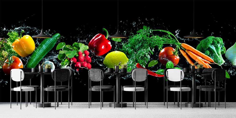 food-wallpaper-wall-art-12298-02 Su İçinde Sebzeler Duvar Kağıdı 12298