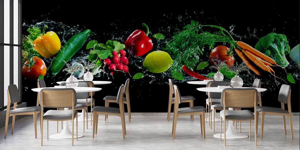 food-wallpaper-wall-art-12298-03 Su İçinde Sebzeler Duvar Kağıdı 12298