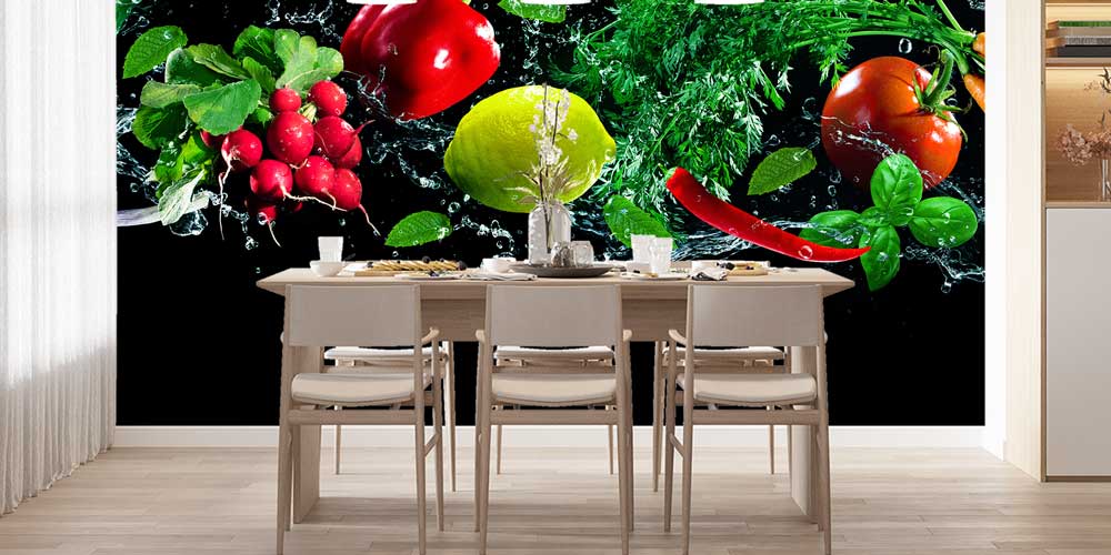 food-wallpaper-wall-art-12298-04 Su İçinde Sebzeler Duvar Kağıdı 12298