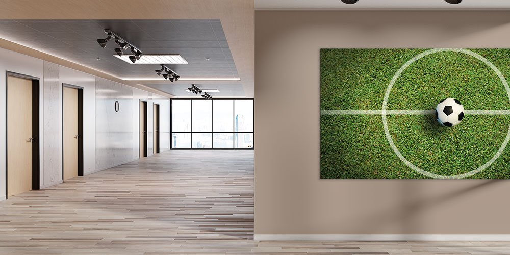 football-wall-art-decor-7912-02 Futbol Orta Saha Çizgisi ve Top Temalı Büyük Ebat Spor Duvar Dekoru 7912