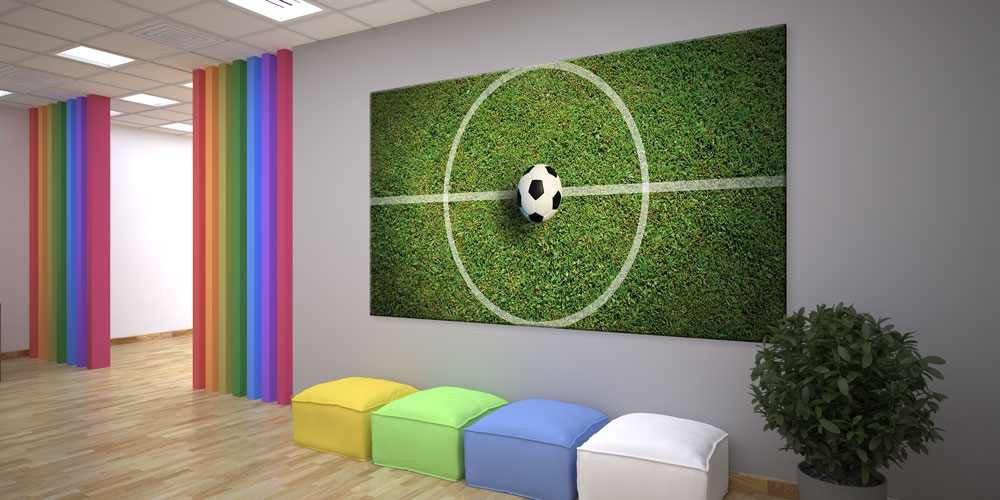Futbol Orta Saha Çizgisi ve Top Temalı Büyük Ebat Spor Duvar Dekoru – 7912-DK