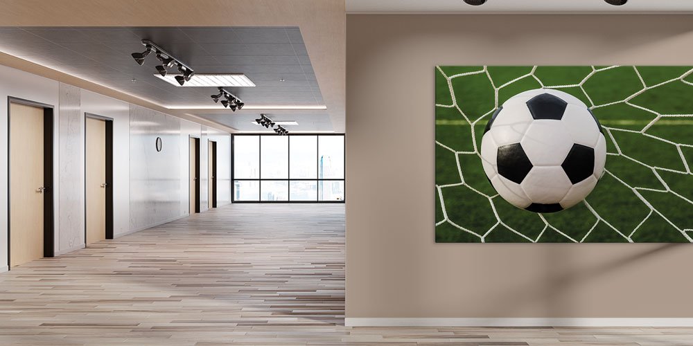 fotball-school-wall-decor-7909-02 Futbol Topu ve Kale Ağı Temalı Büyük Ebat Spor Duvar Dekoru 7909