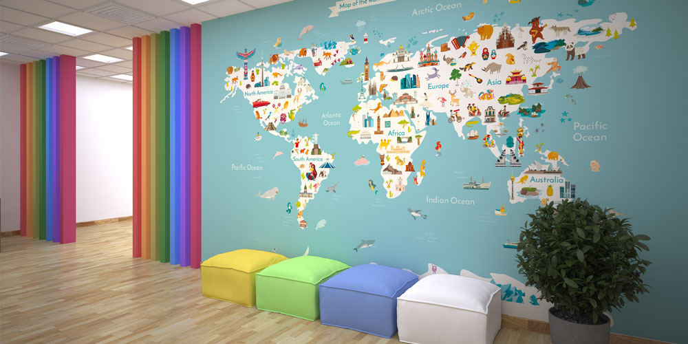 Hayvanlı Dünya Haritası Duvar Kağıdı 10312