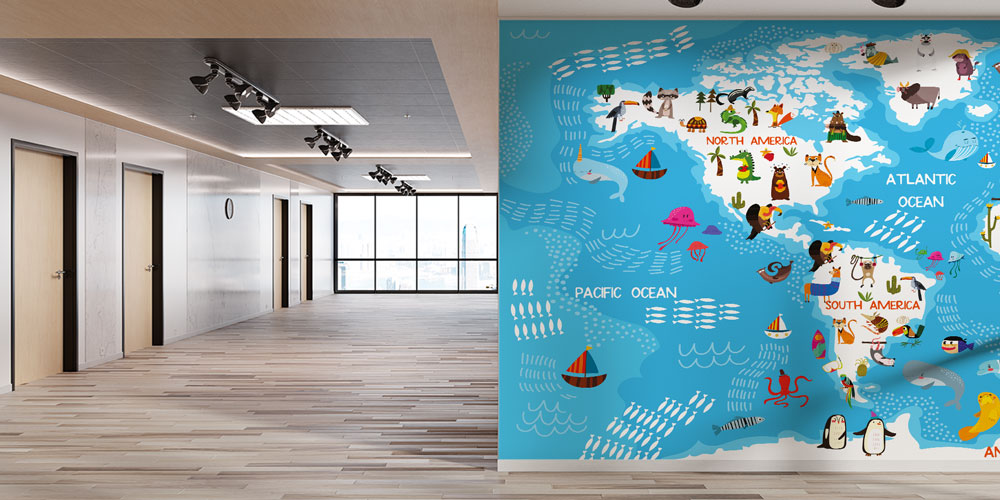 Renkli Dünya Haritası Duvar Kağıdı 10290